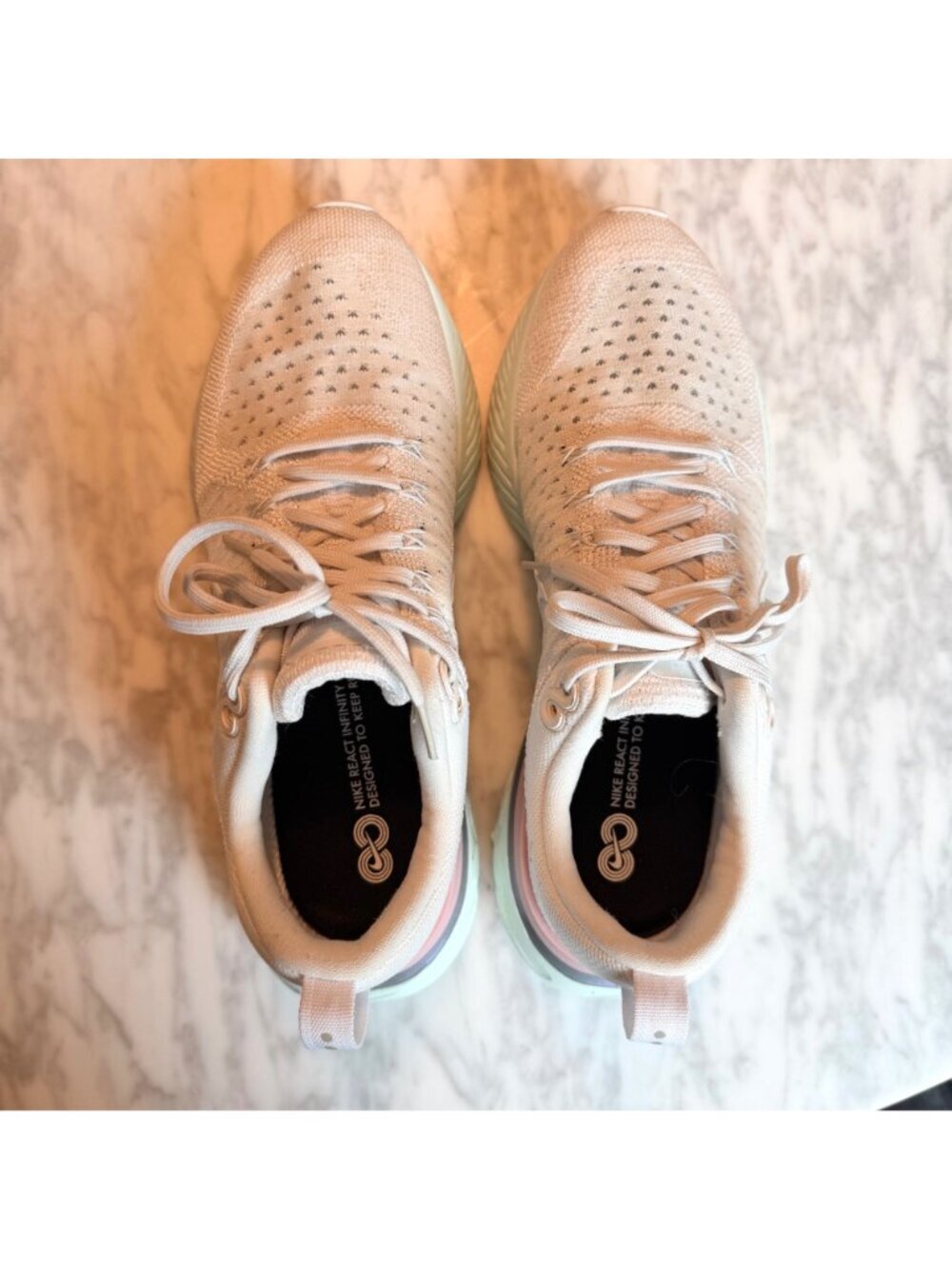 Nike React Infinity Run Flyknit 2 Womens Running Shoes White Pink Size 9/40.5 - Picture 7 of 11